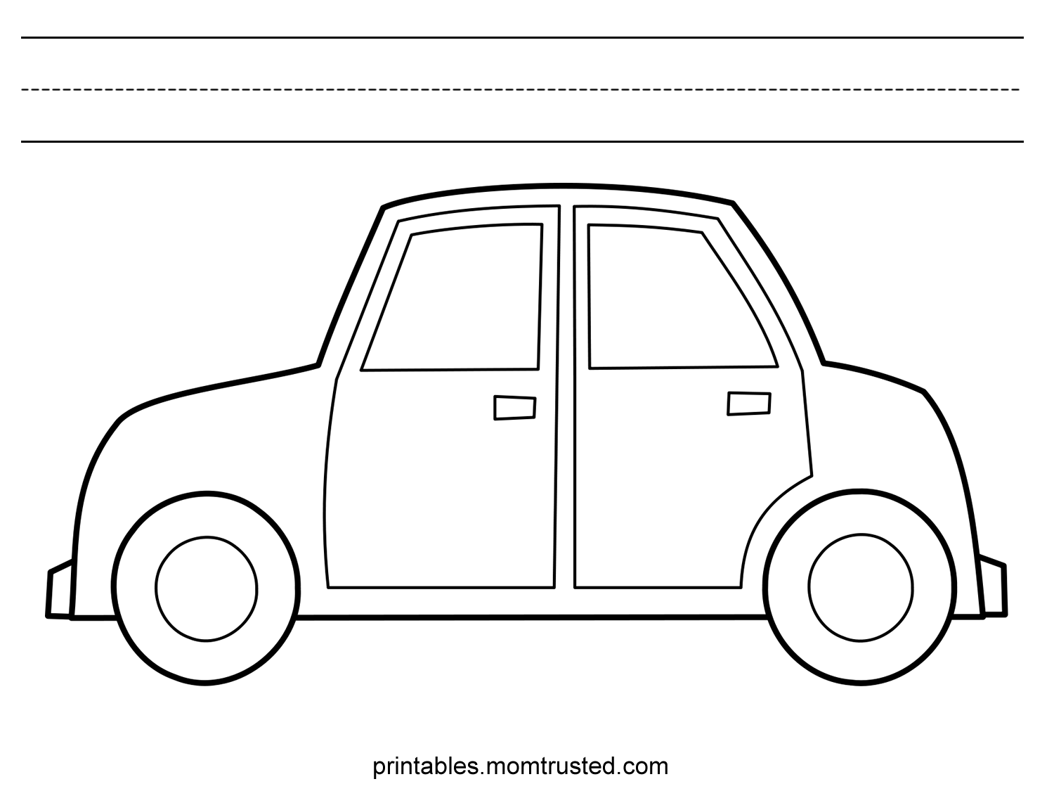 Car with Preschool Writing Lines for Your Own Personal