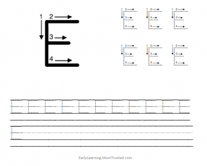 Learning How to Write the Capital Letter E - Preschool Activities and