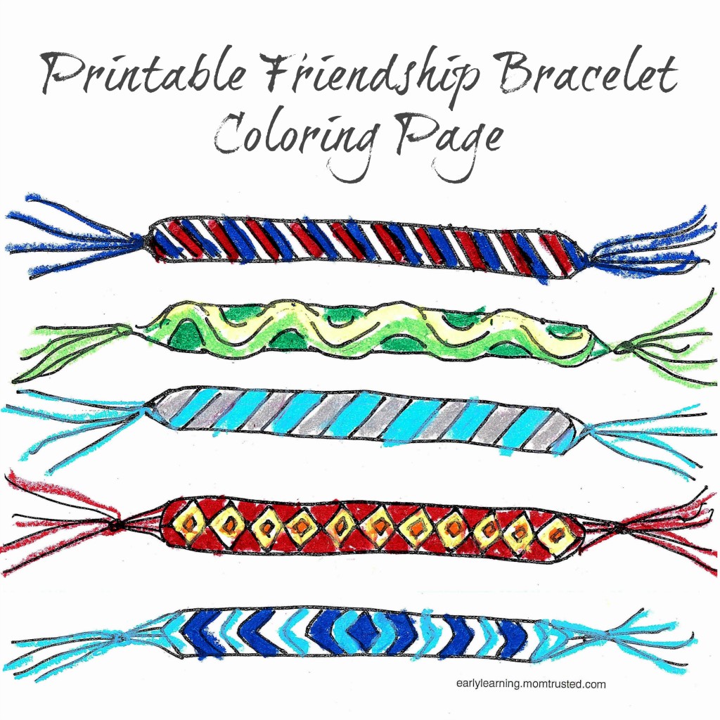 Friendship Bracelet Printable Coloring Page - Preschool Activities  alphabet worksheets, worksheets for teachers, learning, printable worksheets, math worksheets, and education Friendship Worksheets For Kindergarten 1024 x 1024