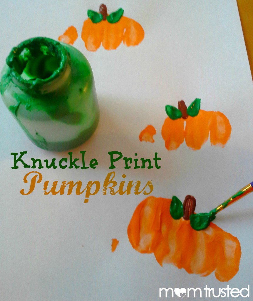 Preschool Pumpkin Project: making pumpkin prints with your knuckles